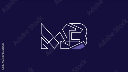 Connected alphabet letter mb logo design