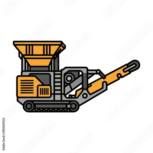 Industrial Heavy Duty Crusher Machine Illustration.
