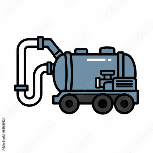 Industrial Vacuum Truck with Large Hose and Tank.