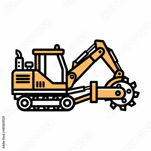 Industrial Trencher Machine with Rotating Cutting Wheel for Digging Trenches.