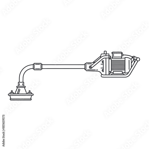 Line Art Drawing of a Water Pump with Motor and Suction Head.