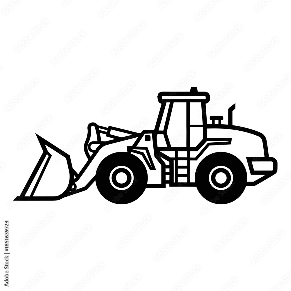 Fototapeta premium Line Art Illustration of a Wheel Loader Construction Vehicle.
