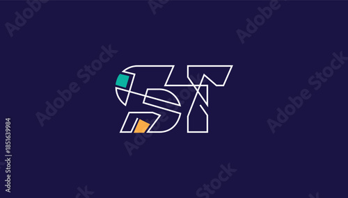 Connected alphabet letter ST logo design