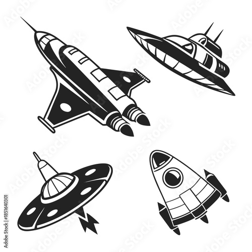 Collection of vintage ufo illustrations