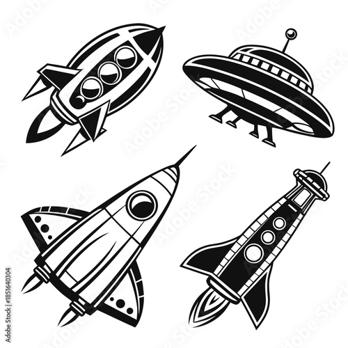 Retro spacecraft illustrations