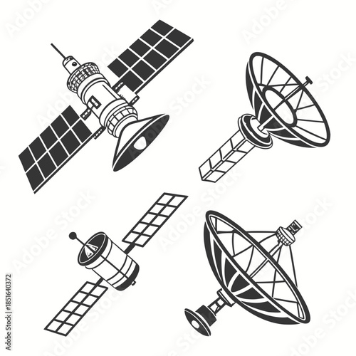 Satellite and antenna illustrations