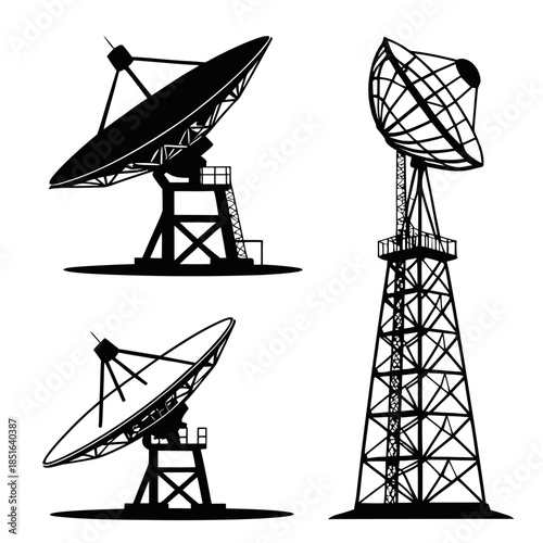 Satellite dishes and communication towers