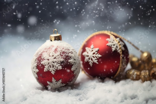 Christmas background ornament snow winter gift and copy space concept by AI Generated