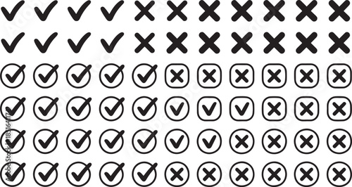 Check and X Mark Icon Set UI Validation Symbols