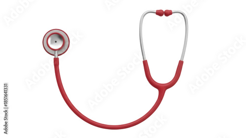 Photos Red stethoscope isolated PNG on transparent background, medical diagnostic tool