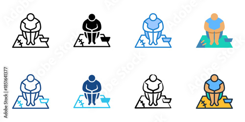 Homelessness icons set multiple style collection. 
