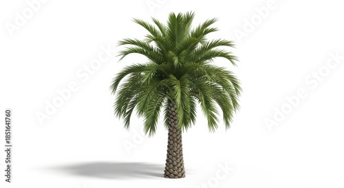 Realistic palm tree isolated object for tropical scenes isolated on white background