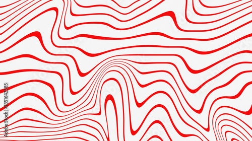 Abstract red wavy lines on white background, flowing curve pattern, modern minimal abstract design