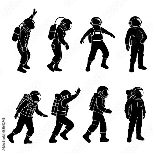Silhouettes of astronauts