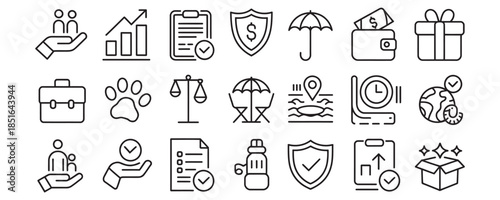 Collection of modern business and finance icons for professional use