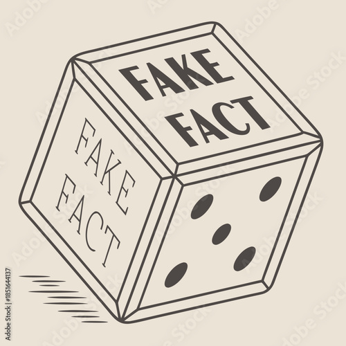 Dice with Fake and Fact Text Representing Misinformation and Truth.