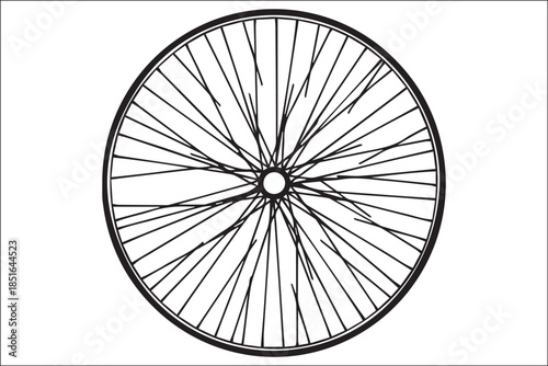 Black and White Line Art Bicycle Wheel Illustration
Technical Outline Drawing of a Bicycle Wheel with Spokes