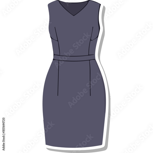 Sleek Sleeveless V-Neck Pencil Dress in Dark Gray