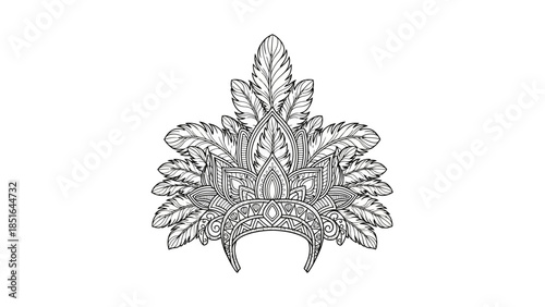 Intricate Feathered Crown Emblem with Detailed Ornate Design.
