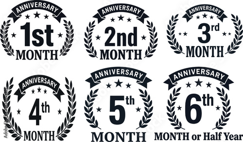 set of vintage labels of Anniversary
