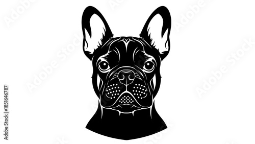 French Bulldog head silhouette , portrait of a French Bulldog head