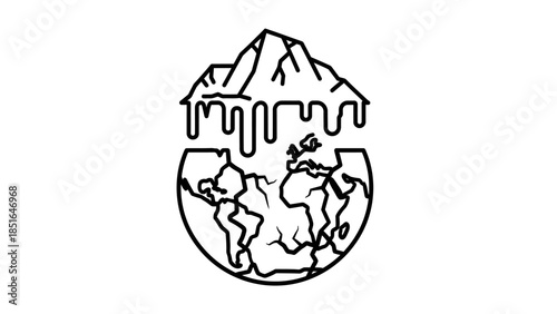 Melting Mountains and Earth Symbolizing Climate Change.