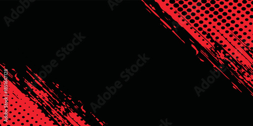 Grunge texture effect background. Distressed rough dark abstract textured. Black isolated on red. Graphic design element vintage style  sport arts