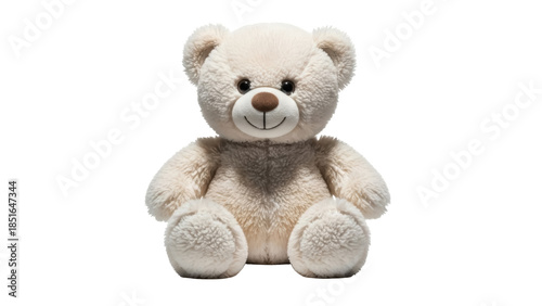 Adorable fluffy teddy bear isolated PNG on transparent background, cute stuffed animal for kids and decoration, soft toy for comfort