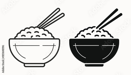 Bowl of Rice with Chopsticks Icon Design
