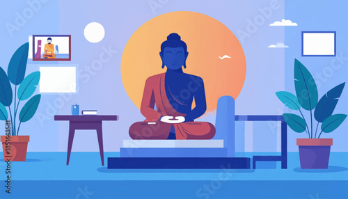 Meditating figure illustration