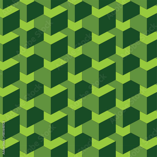 Green Geometric Volume Seamless Pattern Background illustration Abstract, Arts Culture and Entertainment, Backgrounds, Computer Graphic, Futuristic