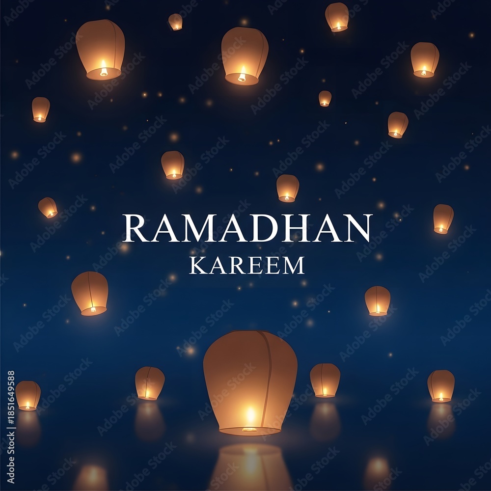 Fototapeta premium Lanterns Illuminating the Night Sky during Ramadhan Celebrations