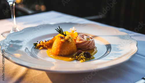 The image shows a person partially hidden among dense green leaves. Their face is framed by the foliage, with only the eyes, nose, and lips clearly visible. The contrast between the bright green leave