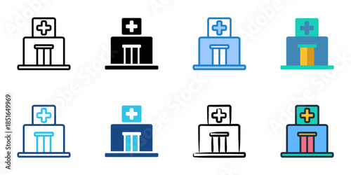 Hospital icons set multiple style collection. 
