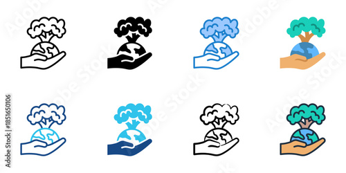 Conservation icons set multiple style collection. 
