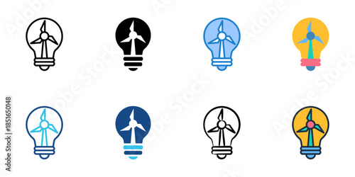 Clean energy icons set multiple style collection. 
