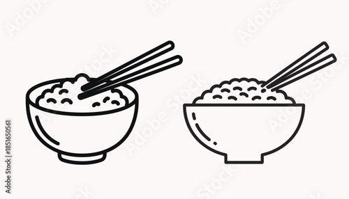 Two Bowls of Rice with Chopsticks Illustration