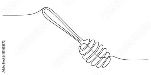 Minimalist single line drawing of a honey dipper Vector, illustration
