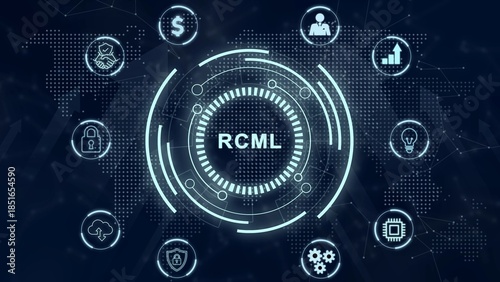 Robot Control Meta Language technology concept. RCML .3d illustration