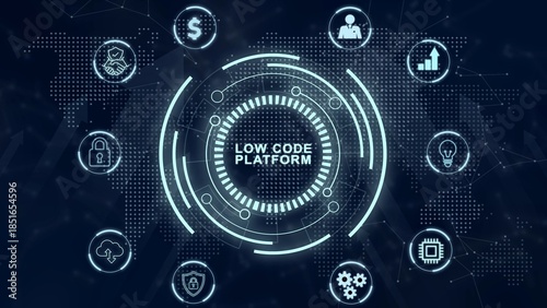 Low Code software development platform technology concept. 3d illustration