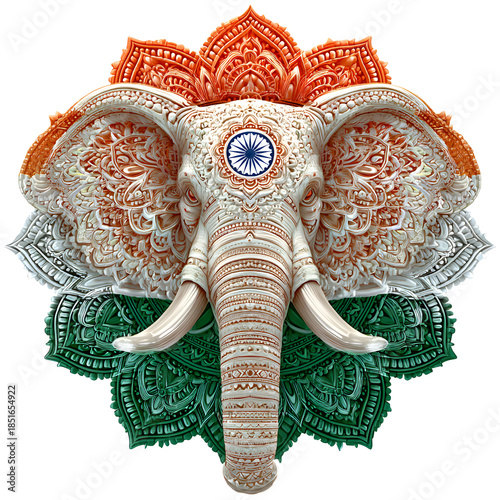 Mandala. Elephant. Popular geometric composition on a transparent background. India. Indian flag. East. For designers, marketers, IT professionals. Popular image, illustration.