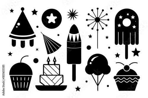 set of christmas elements