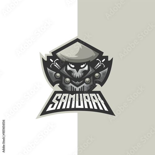 Futuristic Samurai Skull Esports Gaming Logo