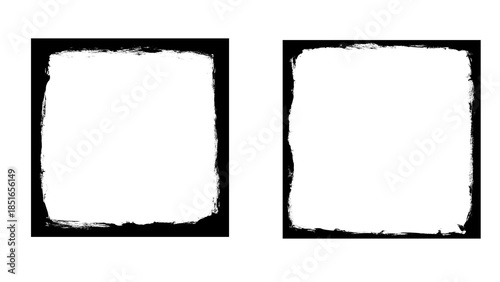 Set of grunge overlay texture frame, torn paper effect or dirty paint brush stroke background.