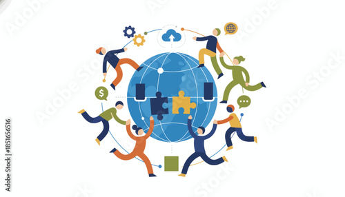 Global Team Collaboration and Business Networking Around the World