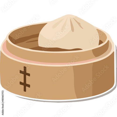 Steamed Soup Dumpling in Bamboo Steamer Icon