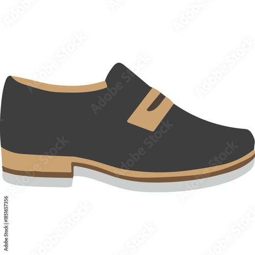 Stylish Dark Grey Loafer Shoe with Tan Accent