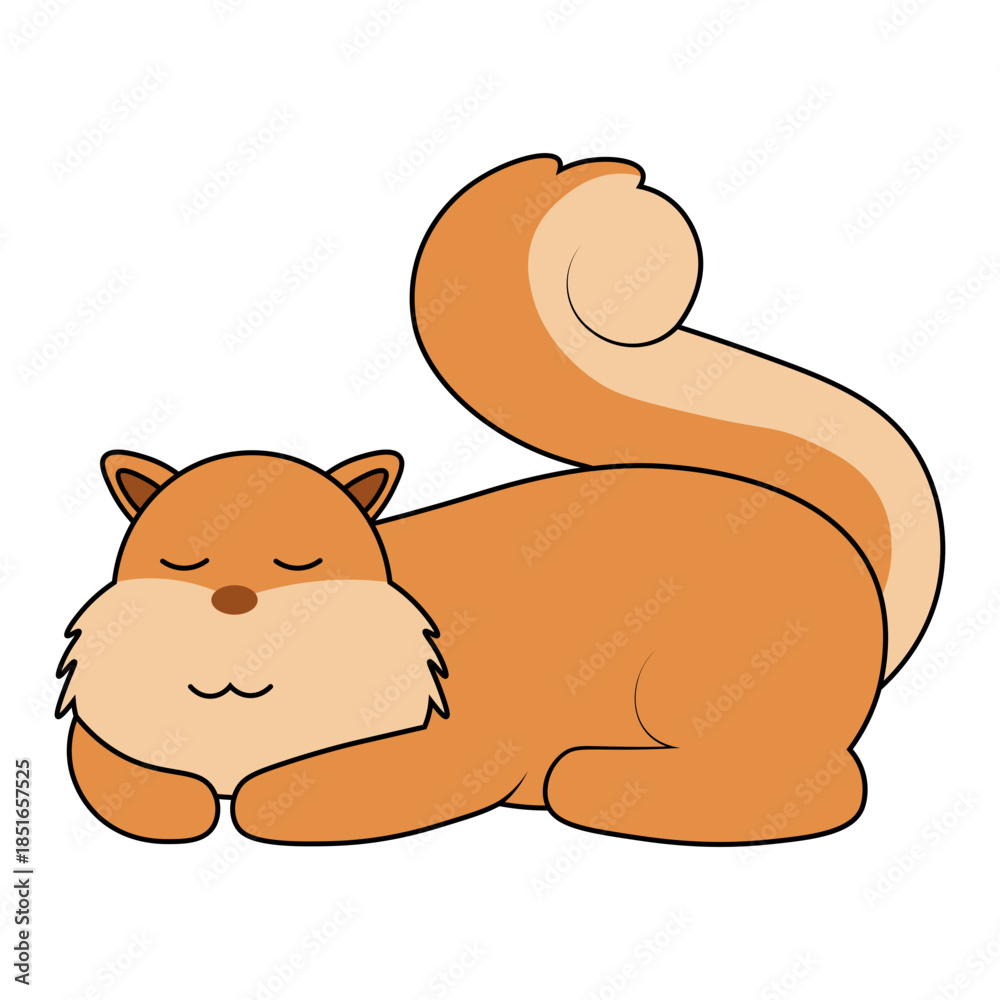 Naklejka premium Cute Squirrel Cartoon Illustration. Isolated on White Background.