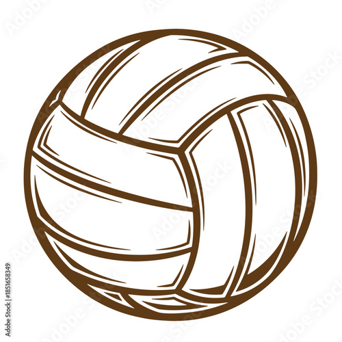 Detailed brown sketch style volleyball on white background for sports and recreation