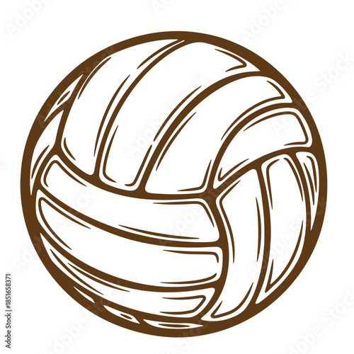 Classic volleyball ball illustration featuring a sketch vintage style design for sports themes